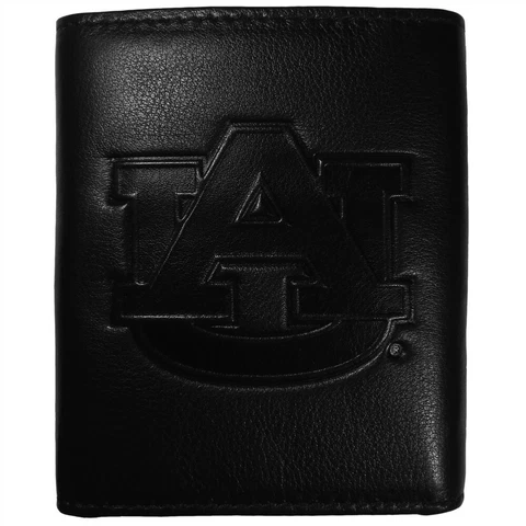 Auburn Tigers Tri-Fold Leather Wallet Embossed Black NCAA College Sports Team Cover