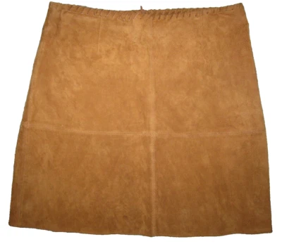 Falda línea A de gamuza tostada/pervatillo marca Zara Basic, talla grande para mujer Foto 1 de 4