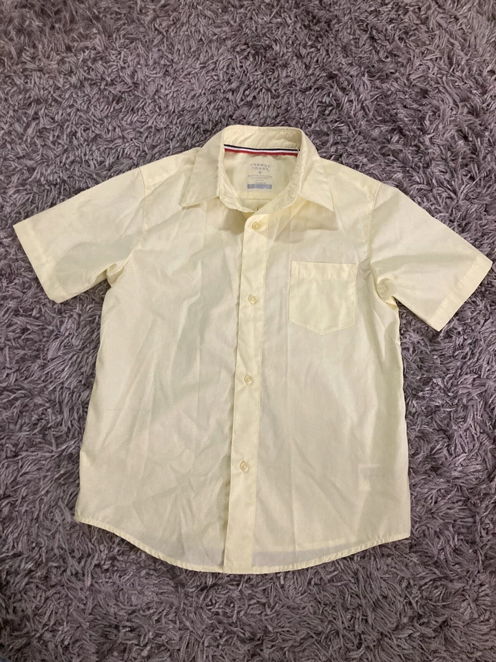 Camisa de vestir con cuello abotonado manga corta amarillo claro tostado francés para niños talla 6 Foto 1 de 4