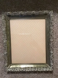 VTG gold brass lacey metal filigree photo pic frame 8x10 ornate with 2" borders - Picture 1 of 5