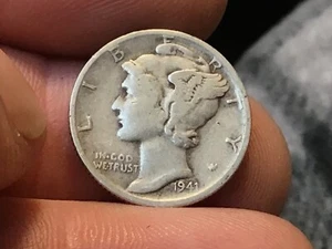 1941-S Silver US Mercury Head Dime, 1 coin - Picture 1 of 8