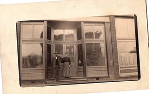 RPPC Postkarte Schaufenster Außen Telefon Büro Dänischer Brief Chicago um 1940 - Bild 1 von 2