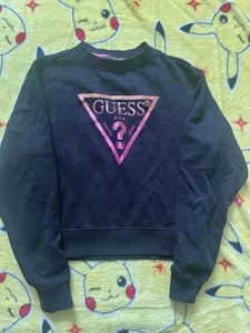 Guess Black Jumper Ombré Logo Sz XS Pullover Sweater - Picture 1 of 3