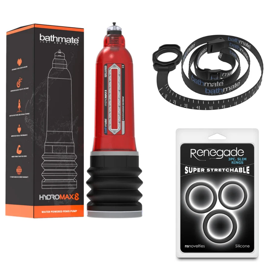 BATHMATE HYDROMAX 8 КРАСНЫЙ ГИДРОПАМП ВОДЯНОЙ ПЕНИС УВЕЛИЧИТЕЛЬ МУЖСКОЕ УСТРОЙСТВО УСИЛЕНИЯ - Изображение 1 из 4