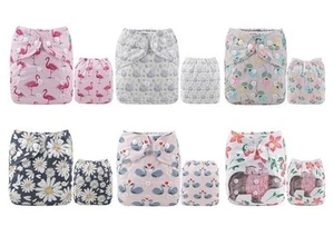 ALVABABY Baby Cloth Diapers 6 Pack with 12 Inserts One Size Adjustable Washab… - Picture 1 of 6