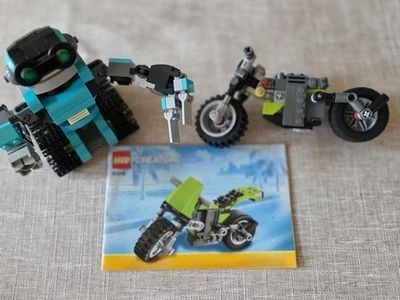2 Lego Sets: Green Motorcycle + Robot Explorer Blue 31018 31062 - w/Manual - Image 1 of 4