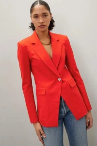 Derek Lam 10 Crosby Noah Single Breasted Jacket Tomato Red Career Cotton Size 4 - Picture 1 of 7
