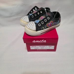 Zapatos mariposa con cordones negros para niñas pequeñas Ameta talla 6 nuevos con etiquetas - Imagen 1 de 7