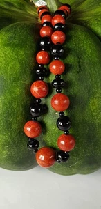 SCHMUCK-STCK ONYX KORALLE KETTE MAGNETVERSCHLUSS 47 CM NEU A Kugeln - Picture 1 of 2