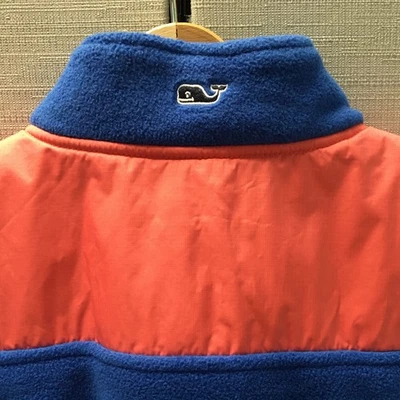 Chaleco polar Vineyard Vines UNISEX talla L azul real coral rosa cuello cremallera completa Foto 1 de 4