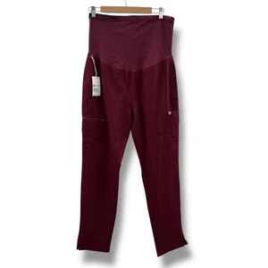 Figuren Neu mit Etikett Yola Umstandsmode Skinny Scrub Hose klein burgunderrot Arbeitskleidung - Bild 1 von 5