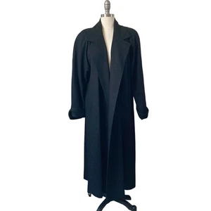 90's VTG Dumas Women's Coat Size M/L Black Trench Open Front  - Picture 1 of 10
