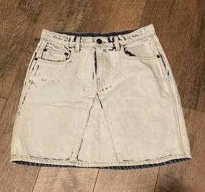 Proenza Schouler Acid Washed Denim A-Line Mini Skirt Size 25 - Picture 1 of 4
