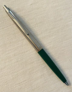Penna a sfera vintage Scripto Wordmaster clic verde e cromata clip pulsante - Foto 1 di 7