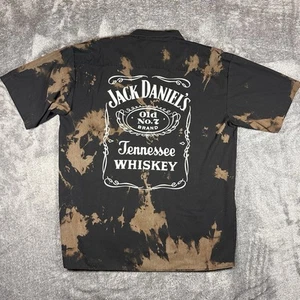 Vintage Jack Daniels Shirt Men’s Large Black Button Up Short Sleeve Tie Dye - Picture 1 of 8