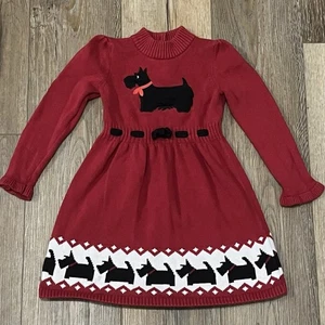 Gymboree Toddler Girl Scotty Dog Red Sweater Dress Size 4T Holiday Christmas - Picture 1 of 6