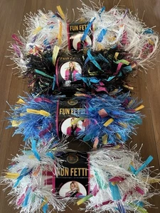 Lion Brand Fun Fetti Yarn Lot 4 Skeins Novelty Yarn Black White Blue - Picture 1 of 5