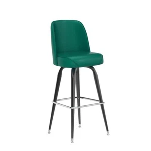 Commercial Quality Metal Restaurant Barstool with Green Vinyl Swivel Bucket Seat - Picture 1 of 9