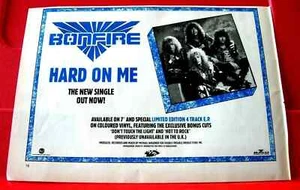 Bonfire Hard On Me Vintage ORIGINAL 1989 Press/Magazine ADVERT 8.5"x 6" Metal - Picture 1 of 3