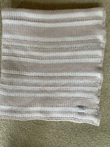Beautiful Cocalo 2- Ply Luxe Knit Chenille Baby Blanket White & Mauve Stripe - Picture 1 of 2