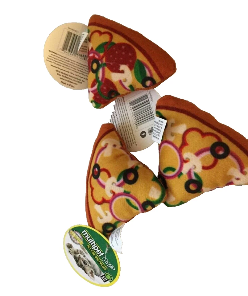 Multipet Cat Toy Catnip Pizza Slice Lot of 3 plush 3 inch TOYS Styles vary Small - Image 1 of 1