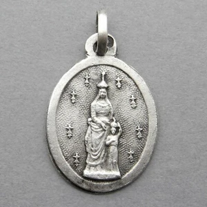Antique Religious Silver Pendant. Saint Anne and Virgin Mary Child. Ermine Medal - Picture 1 of 4