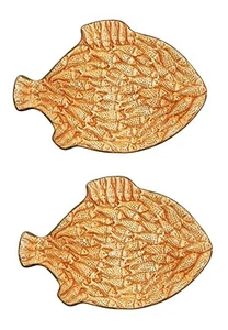 I Godinger & Co Home Essentials Ceramic Light Orange 8" Embossed Fish Plate Set - Picture 1 of 6