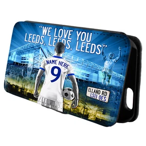 Personalised Leeds iPhone Case Football Flip Phone Cover Mens Gift AF72 - Picture 1 of 8