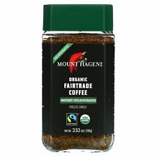 Mount Hagen Organic Fairtrade Decaffeinate Instant Coffee Freeze Dried 3.53oz 2H
