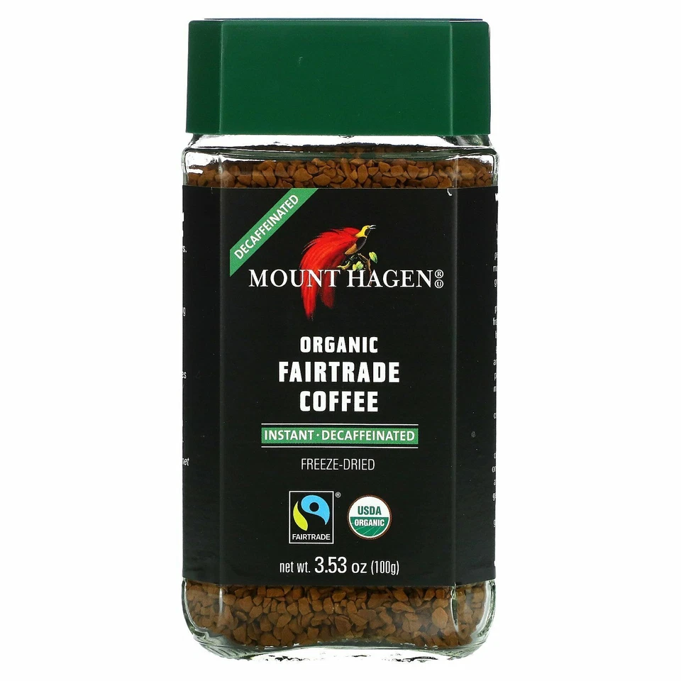 Mount Hagen Organic Fairtrade Coffee - Instant Decaffeinated, 100g (Pack of 3)