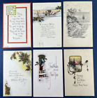 New Year Mixture 6 Antique Postcards. Snowy Scenes. 1 Pen & Ink w Ship. Bells