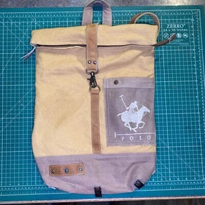 POLO RALPH LAUREN - Mochila de lona con adornos de cuero - Marrón - Imagen 1 de 6
