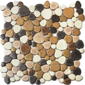 Yellowstone Matte Ceramic Pebbles Tiles for Shower Floor Backsplash 5 Sheets - Picture 1 of 14