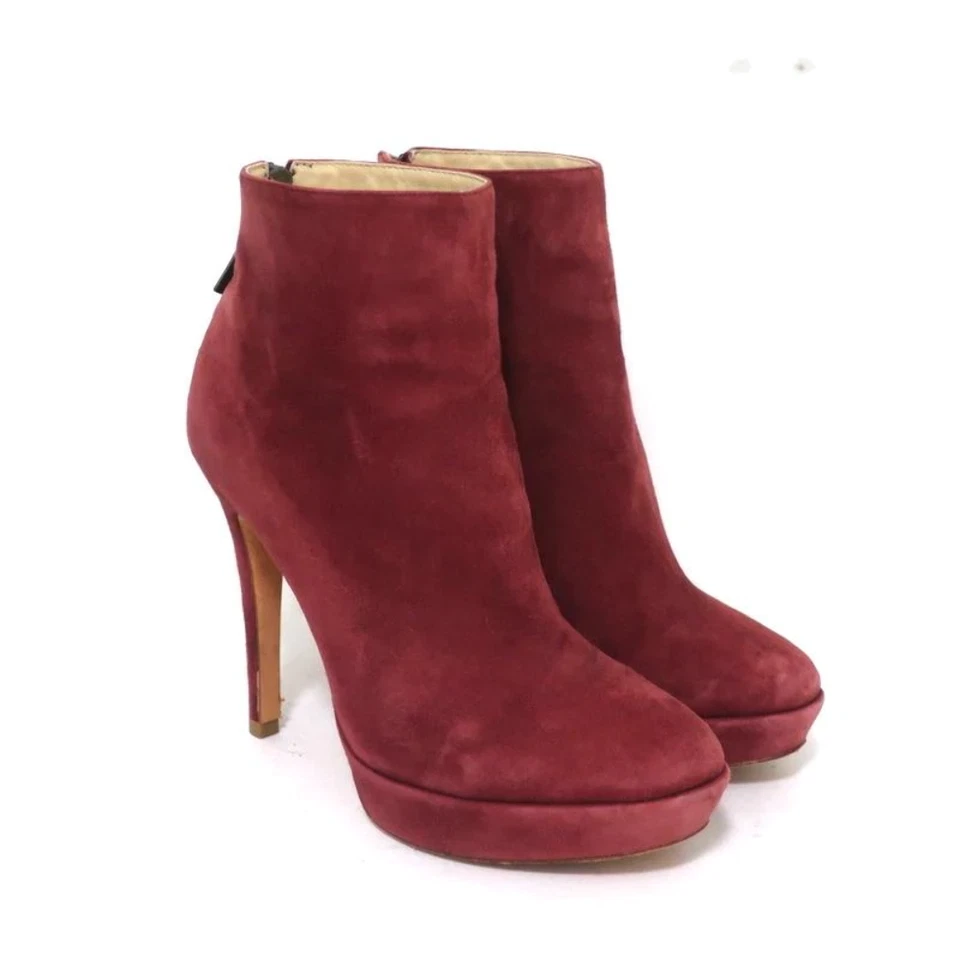 Botines Alexandre Birman Plataforma Gamuza Roja Talla 7 Botines Tacón Alto Foto 1 de 4