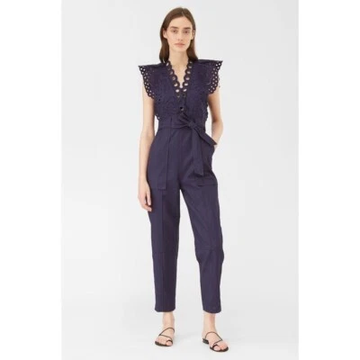 Macacão REBECCA TAYLOR NOVO COM ETIQUETAS Ariana Azul Bordado Romper 0 - Imagem 1 de 4