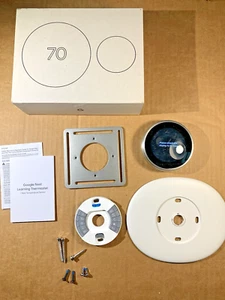 Google Nest Learning Thermostat,  T3007ES, with Trim Kit - Stainless Steel - Picture 1 of 6