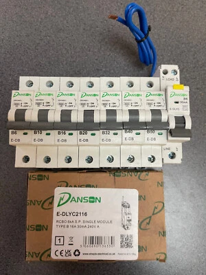 Danson Circuit Breaker RCBO MCB 6 10 16 20 32 40 50 Amp B Type Single Phase E-DL