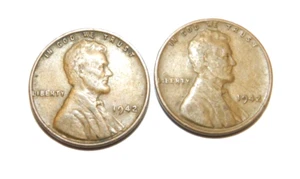 2 x 1942 Lincoln Wheat Penny No Mint Mark Circulated M33K - Picture 1 of 5