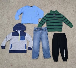 Lot of Boys Clothes Polo Ralph Lauren J Crew Sweater Hoodie Shirt Jeans Size 4T - Picture 1 of 6