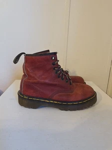 Dr. Martens Burgundy Red  Lace Up Boots Canvas Shoes Size 10 High Top - Picture 1 of 5