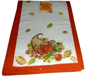 CAMINO DE MESA DE OTOÑO ~ 13" X 36" ~ CUERNO DE ABUNDANCIA - Imagen 1 de 1