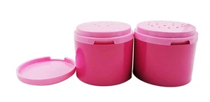 Tupperware Pink Plastic Round Salt N Pepper Shaker (2) 80ml Set - Picture 1 of 7