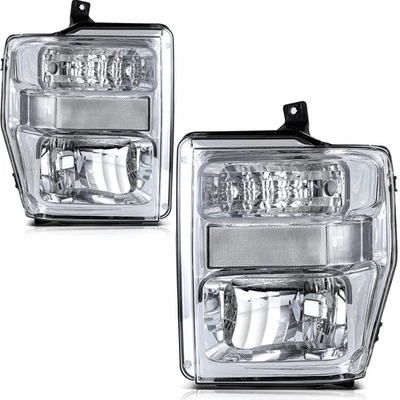 For 2008-2010 Ford F-250 F-350 F-450 Super Duty Chrome Pair Headlights Assembly - Image 1 of 4