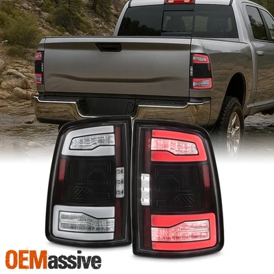 For 19-23 RAM 2500 3500 [Full LED] Black Tail Lights Pair w/ Sequential Greeting - Image 1 of 4