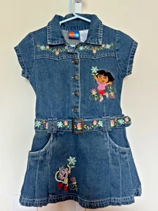 Vestido de mezclilla de colección Dora The Explorer Nick Jr para niñas talla 4T 2000s Y2K bordado - Imagen 1 de 11
