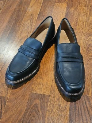 Мокасины Madewell The Corinne Lugsole черные кожаные женские размер 10 без шнуровки  - Изображение 1 из 4