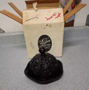 PREISSTURZ Vintage Diadem Monarch Indiana Glas bedeckt Butterdose schwarz mit Box - Bild 1 von 5