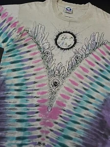 Vtg Liquid Blue Tie Dye Crystals AOP T-Shirt, Single Stitch, XL, 23.5x28.5" - Picture 1 of 24