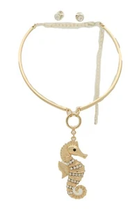 Divertente Collana Donna Oro Metallo Moda Gioielli Cavallo Mare Ciondolo Ciondolo - Foto 1 di 9