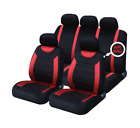 Car Seat Cover Cloth Material Red & Black 9pc Set to fit Ford Transit